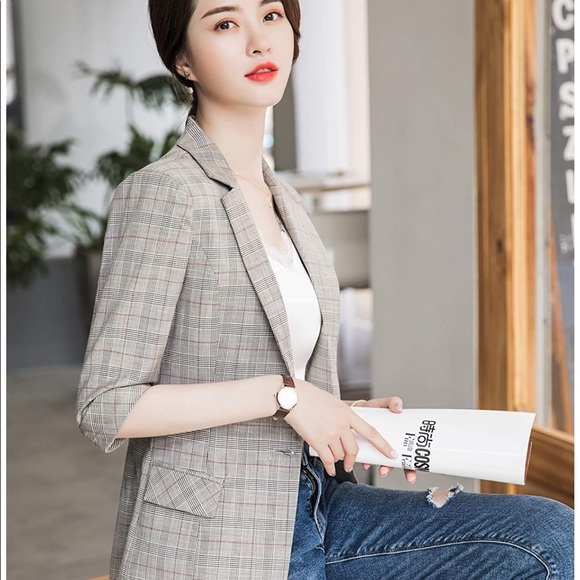 Plaid blazer 3/4 sleeve - Picture 5 of 5